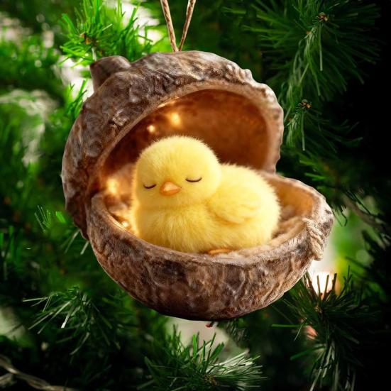 Forest Animal Acorn Hanging Ornaments Acrylic Christmas Tree Decor with Squirrel Rabbit Pony Designs 2D Flat Pendants for Holiday Gifting