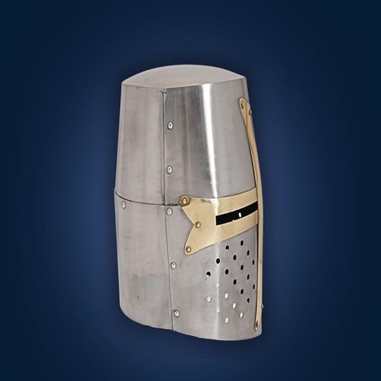 Medieval Crusader Knight Helmet Steel Brass Armor for LARP, Cosplay Viking Helmet Gift for Collectors