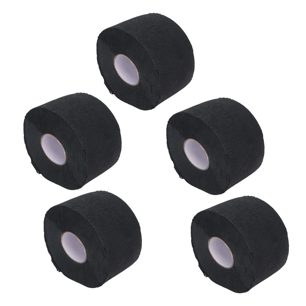 5 Rolls Paper Barber Neck Strips Disposable Self Adhesion Stretchy Neck Band for Haircut Black