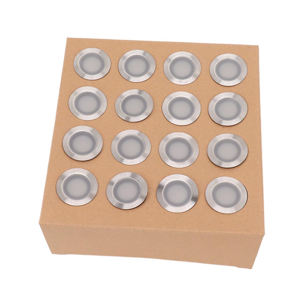 16PCS LED Deck Light Stainless Steel PC IP67 Waterproof In Ground Lamp for Garden Yard Stair
