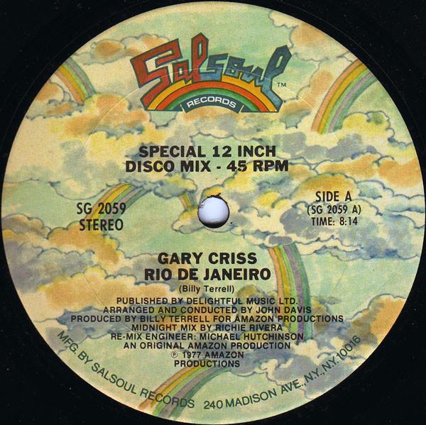 

12inch Record GARY CRISS - Rio De Janeiro SG2059 Salsoul Records 1977 US Soul/Funk Used