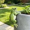 Decorazione Rana Verde per Fioriere, Statua Rampicante per Fioriere, Ornamento Animale Realistico in Resina, Gancio Impermeabile Decorativo per Piante in Vaso da Interno