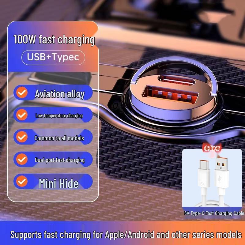 Fast Charging Car Adapter for Huawei, Xiaomi, and Apple - 16W Cigarette Lighter PD Charger