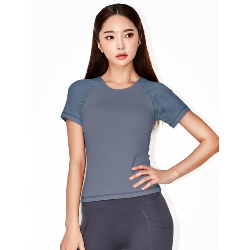 

Women s Yoga T-shirt Quick-Drying Breathable Lining with Chest Pad Fitness Sports Tight Short Sleeve Tops Short-Length Gray Gray (small size) L