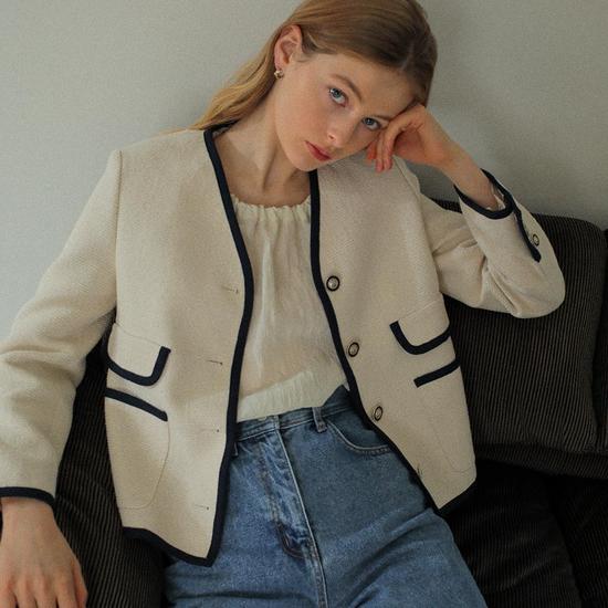 

V-Neck No-Collar Jacket New5XJ281 M