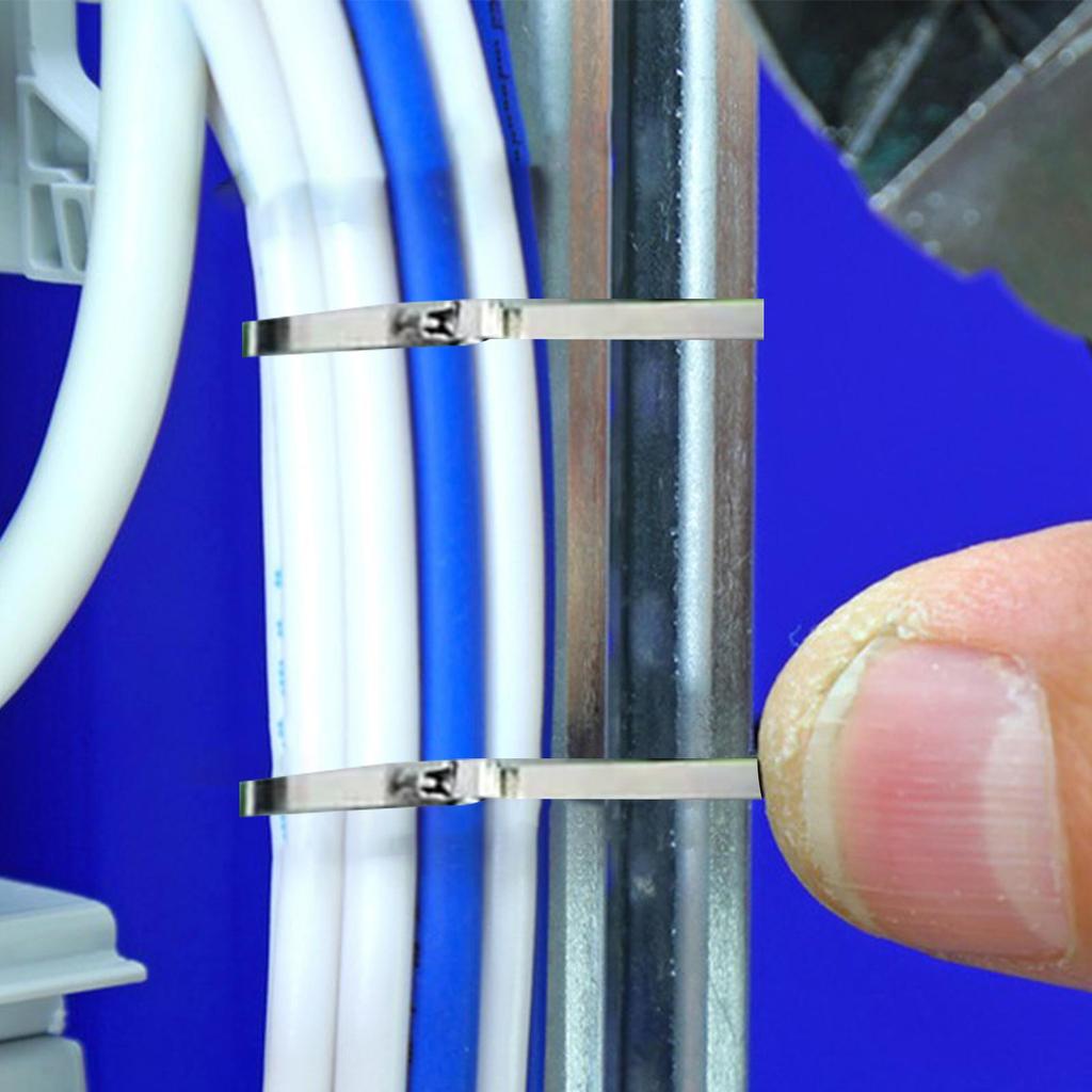 Metal Zip Ties 100 Pieces Stainless Heavy Duty Zip Ties Electrical Cord Management for Agricultural Patio Lawn Garden Roofing