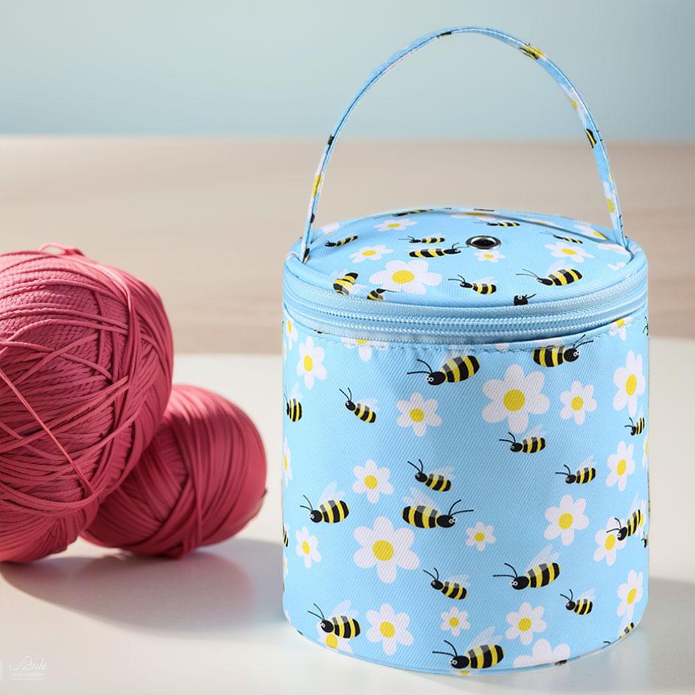 New Yarn Storage Tote Bag Small Empty Yarn Storage Bag Cashew Flower Knitting Tote Bag Portable Storage Crochet Hook Sewing Tool
