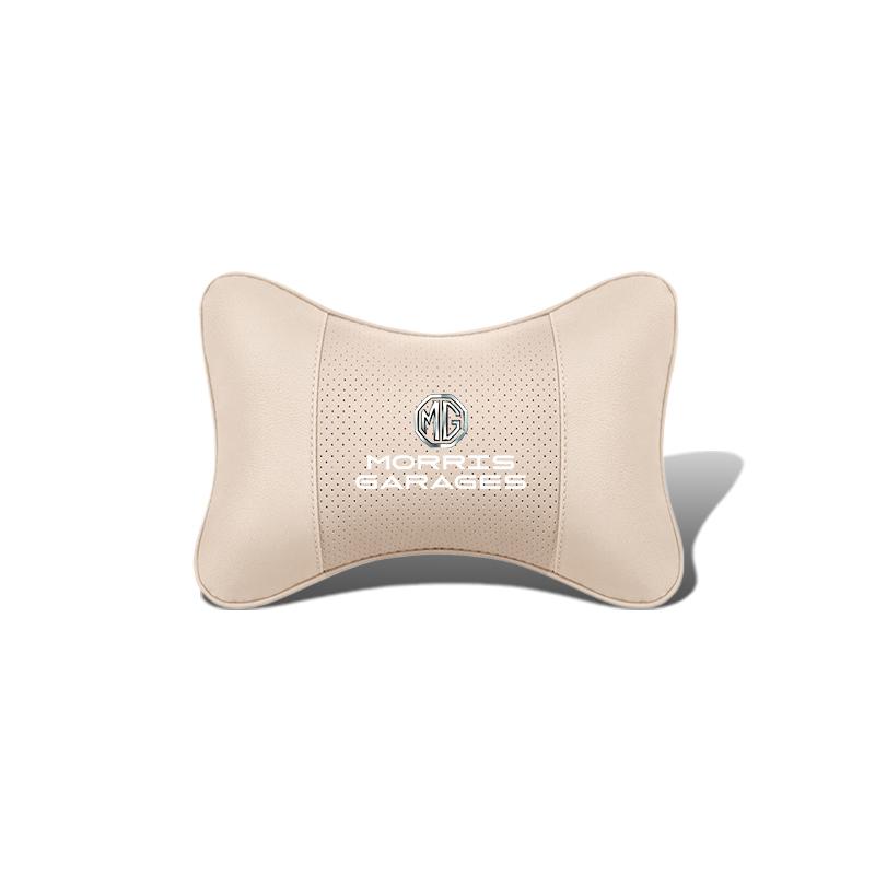 1Pcs Pu Leather Car Neck Pillow Auto Emblem Headrest For MG 7 6 5 ZS MG4 EV h ONE Cyberster HS MG3 EZS GT GS 3SW MARVEL-R Scorpio