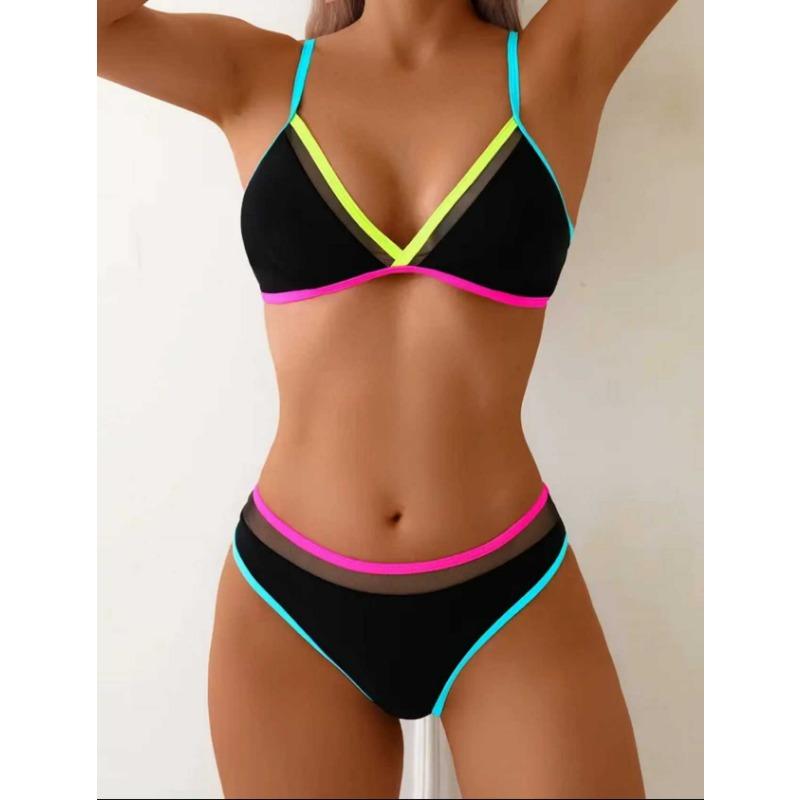 Solid Color Women's Split Swimsuit Candy Color Bikini Bikini Suspender Swimsuit Sports Model