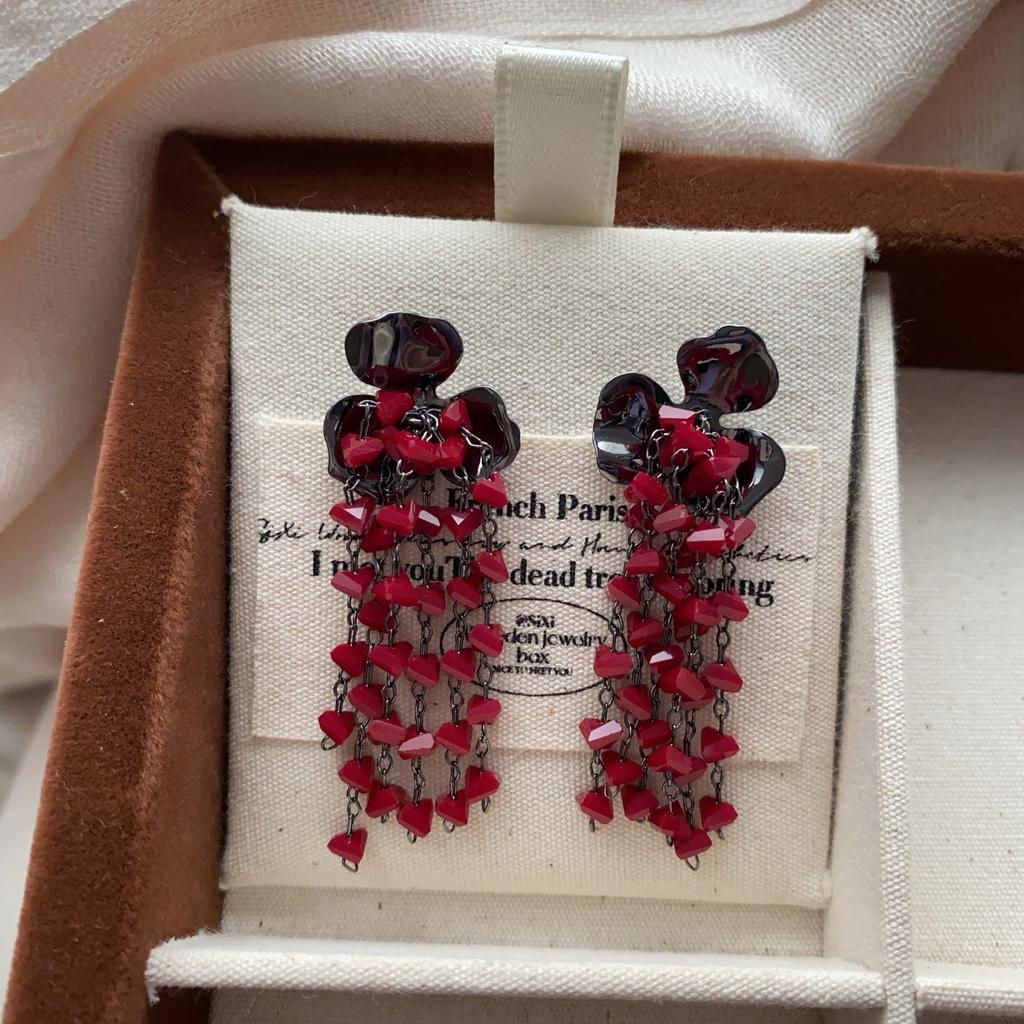 Cool And Elegant Crystal Beaded Fringed Earrings, Earrings, Flower Earrings, Light Luxury, Niche Temperament, Light Gorgeous And Romantic