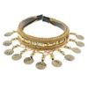 Iron Coin Elegant Headband Head Chain Belly Dance Hair Cosplay Accessory - Gold, 13x11cm