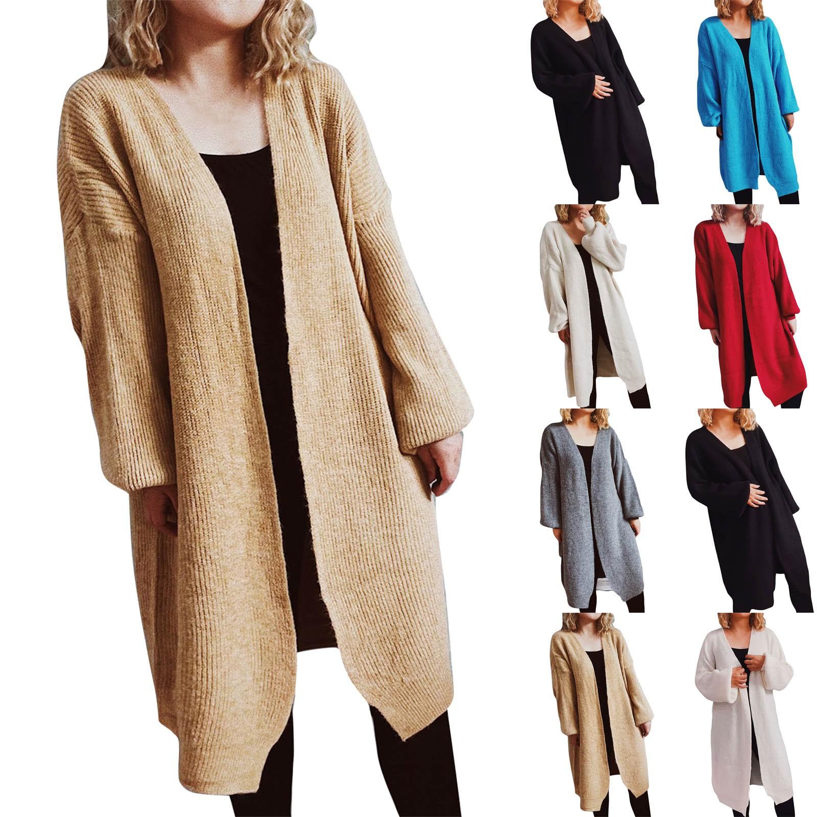 

Женская мода Свободный повседневный вязаный кардиган с длинным рукавом Куртка-свитер