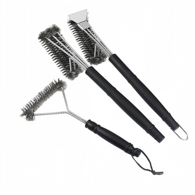 Professional Bbq Grill Brush Made Of Stainless Steel Wire Triangular Brush For Scrubbing Bbq Multipurpose Cleaning Brush