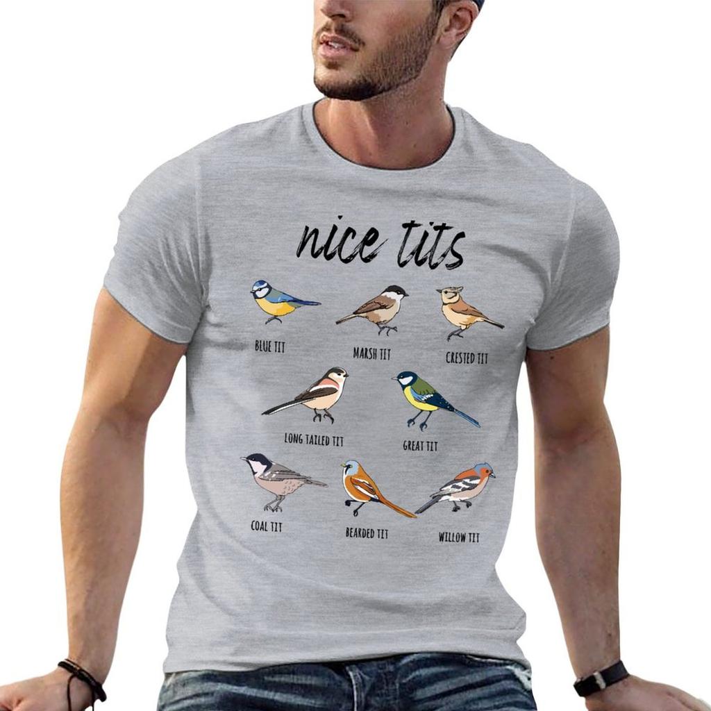 Nice Tits Funny Bird Watching T-Shirt Oversizeds Shirts Graphic Men Clothes
