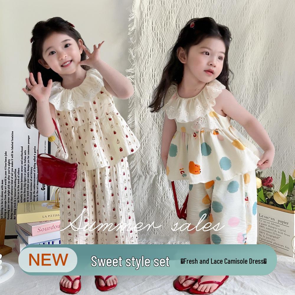 New Girls' Cartoon Sleeveless Summer Skirt Set – Cute & Breathable Two-Piece Outfit