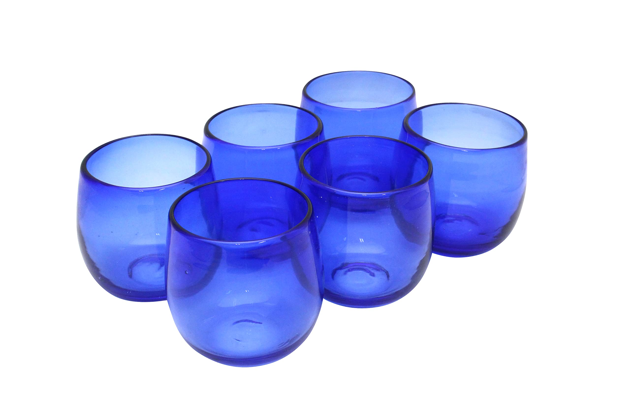 

[Amazon.co.jp Exclusive] [Commercial Set] Instagrammable Ryukyu-style Handmade Barrel Glasses (Large) Blue, Set of 6
