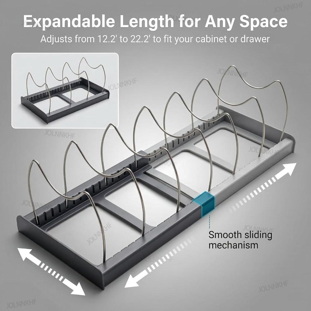 Xiaomi Telescopic Pot Rack 7-grid Kitchen Cabinet Organizers for Pots and Pans Expandable Cookware Rack for Kitchen Organization Tools