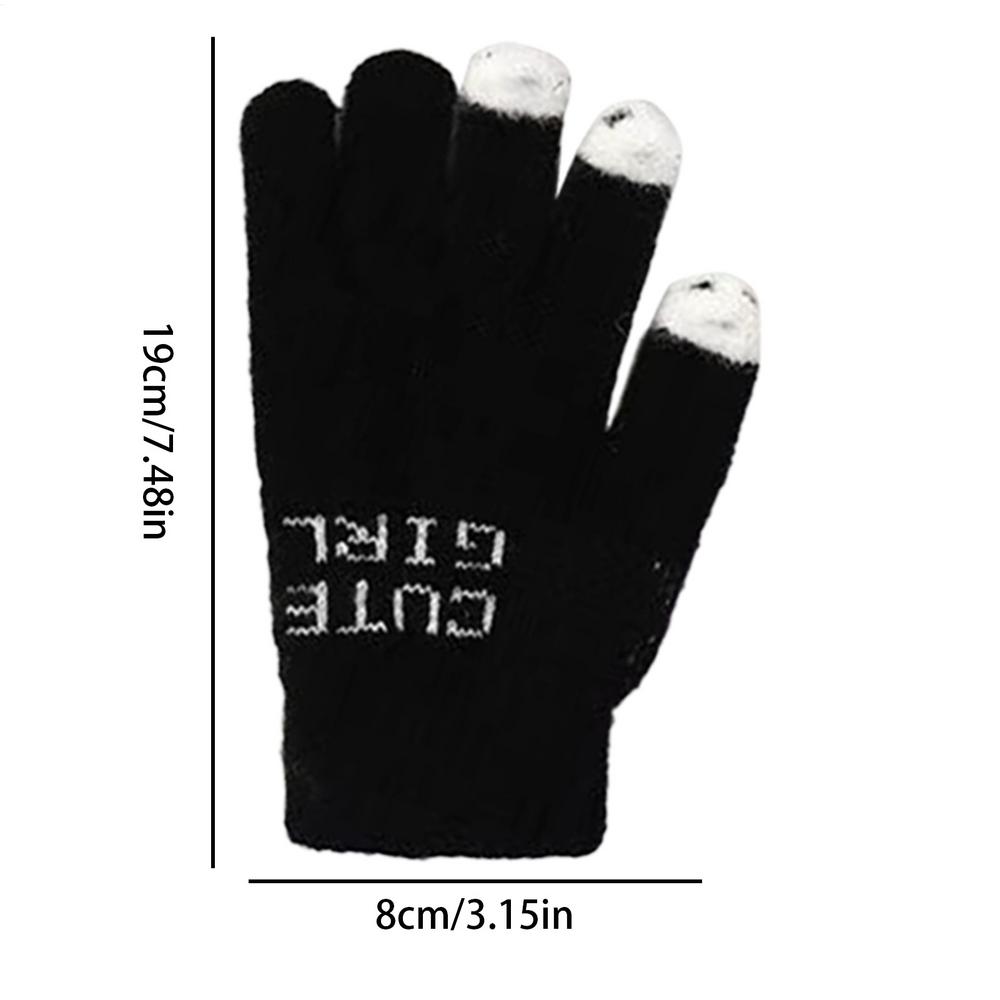 

Winter Warm Gloves Knitted Gloves Touchscreen Cold Weather Hand Mittens Thick and Warm Outdoor Gloves Unisex Knit Finger Gloves чёрный