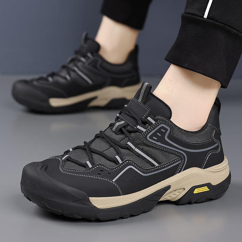 Outdoor Male Flats Man Treking Footwear Version Men Casual Leather Shoes Non-Slip Walking Shoes Comfortable Men's Work Shoes