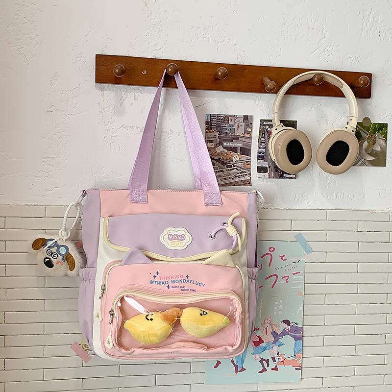 School Bag 2025 New Ins Cute High-value Large-capacity Make-up Bag Versatile Casual Lightweight Sweet Shoulder Bag
