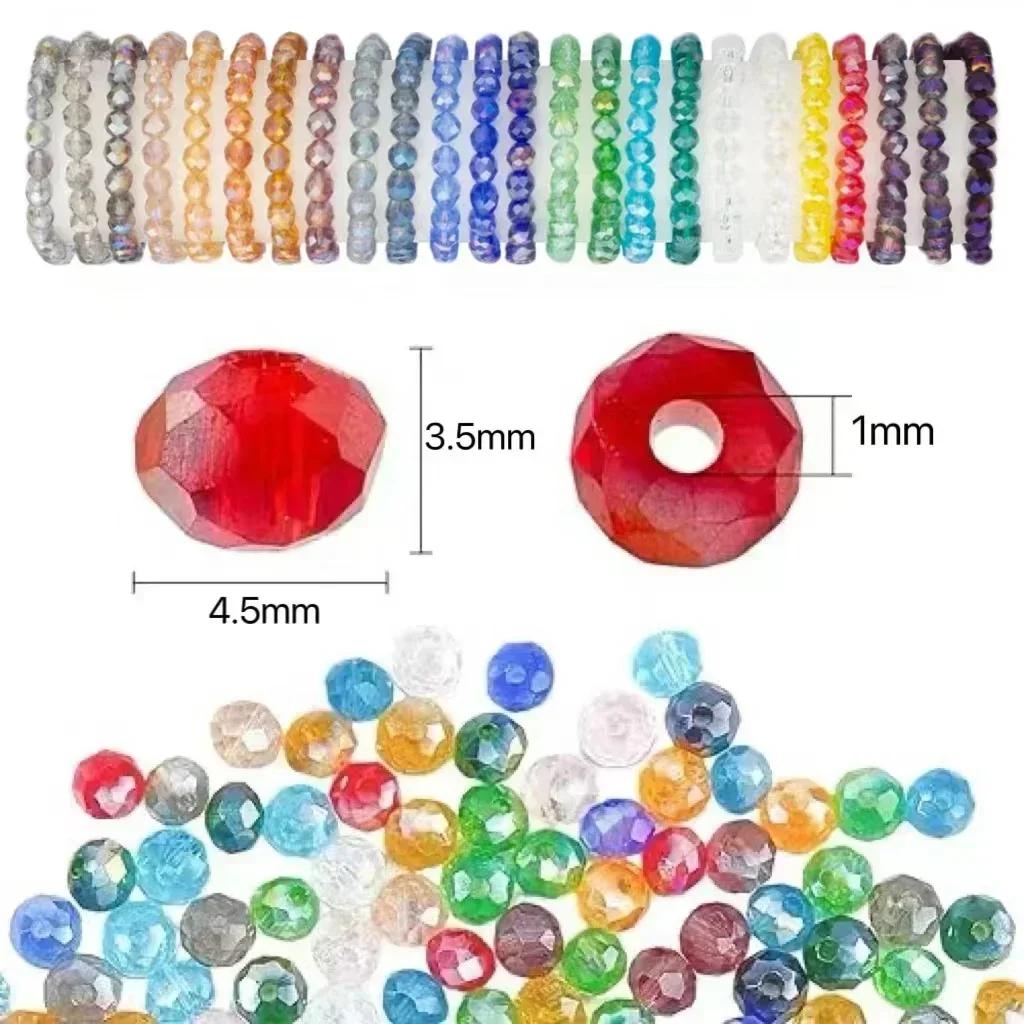 100pcs Czech Rondelle Crystal Beads AB Color Faceted Glass Beads Loose Spacer Beads for Jewelry Making DIY Necklace Accessories