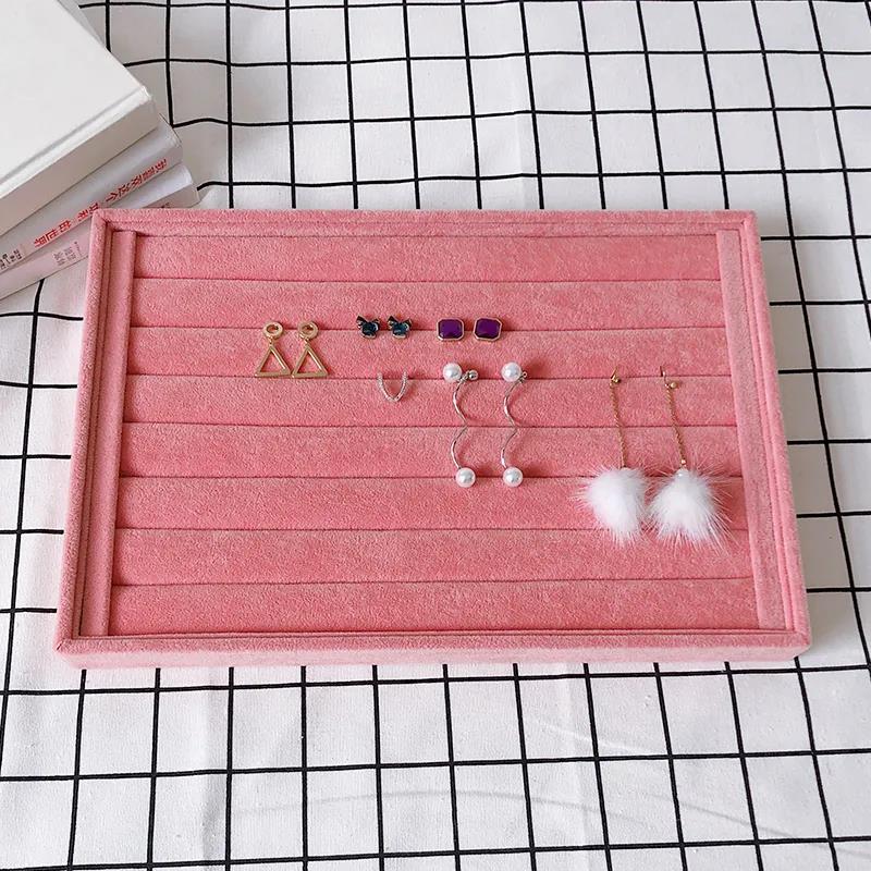 

Подставка для хранения ювелирных изделий из розового ледяного бархата без крышки, кольцо, ожерелье flat platter розовый