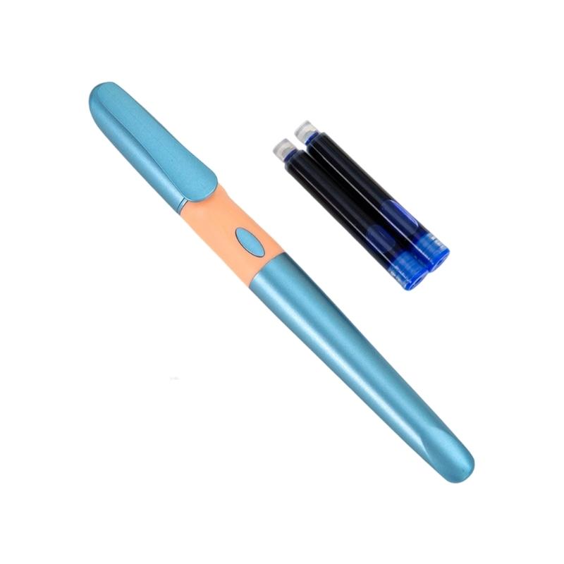 

Ergonomic Grip Fountain Pen Large Ink Reservoir Replaceable Cartridge Smooth Writing For School And Office Use синій