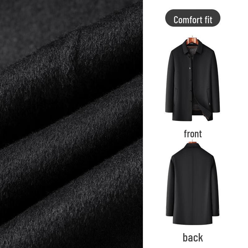 MONTAGUT Men's Winter Wool Blend Coat with Detachable Duck Down Liner