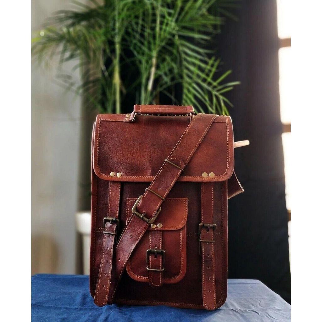 Bag Leather Messenger Men's Vintage Shoulder Laptop Genuine Briefcase Satchel