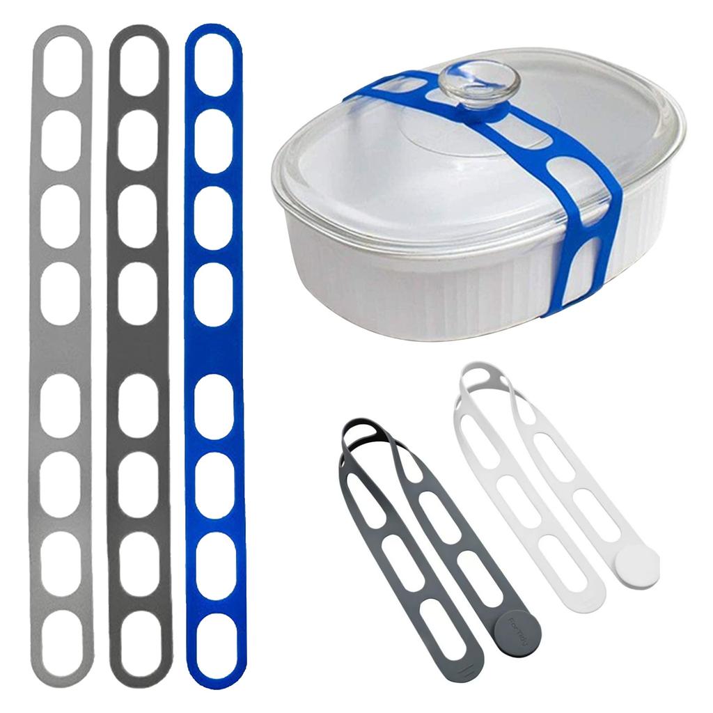 3pcs Silicone Latch Strap Leak-Proof Reusable Elastic Self-Lock Silicone Tie Can Be Reused Suitable for Various Pots and Bowls