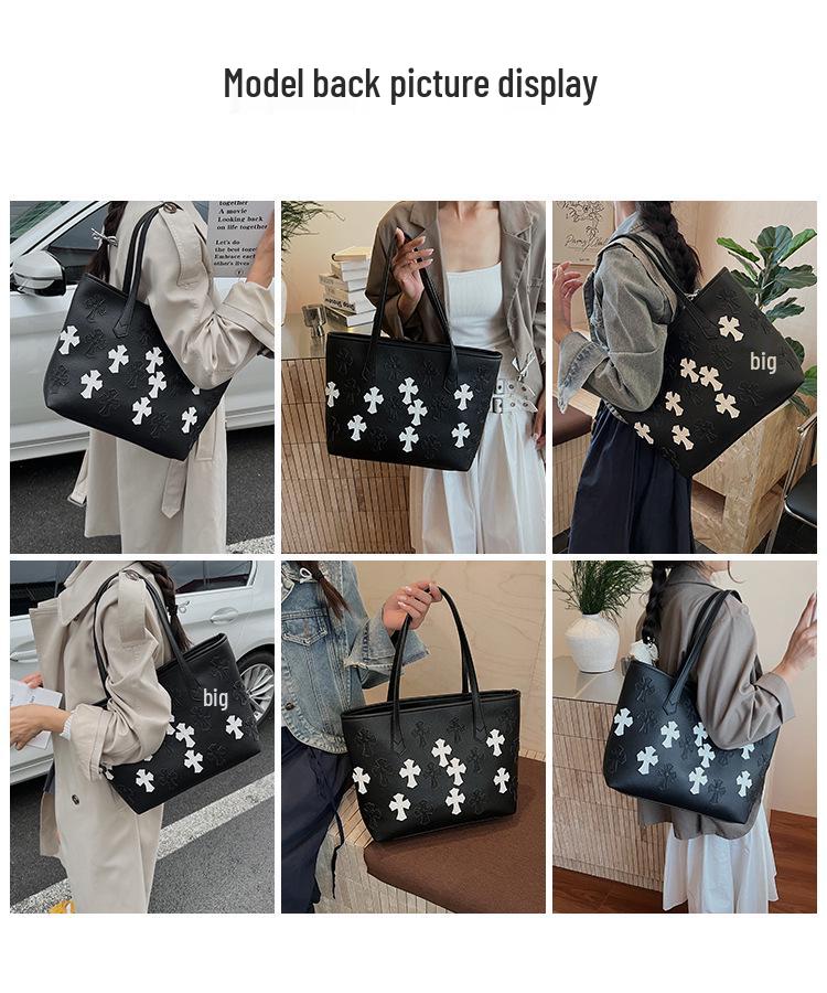 Bolsa Tote Cruz Chrome Hearts: Grande Capacidade, Estilo Celebridade da Internet, Bolsa Transversal Luxuosa e de Ombro para o Dia a Dia para Mulheres.