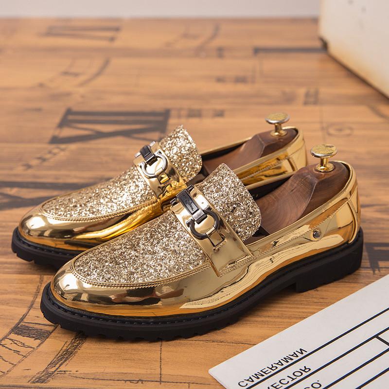Luxury Men's Golden Bullock Shoes Men SUIT Shoes Casual Formal Business Leather Shoes Men Marry Shoes Italian Dress banquet Shoe