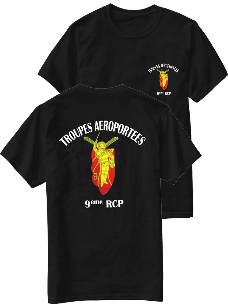 T-Shirt des französischen Fallschirmjägerregiments 9ème RCP, Kurzarm, Freizeit, 100 % Baumwolle, Rundhalsausschnitt, Sommer, Herren