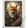Vintage Fox Floral Metal Wall Art Rustic Farmhouse Decor