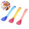 Candy Color Feeding Infant Soft Food Silicone Spoon Fork Temperature Sensing Spoon Toddler Flatware