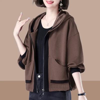 Fashionable Hoodie Jacket Women's Spring Autumn   Casual Trendy Top Loose Fit Coat