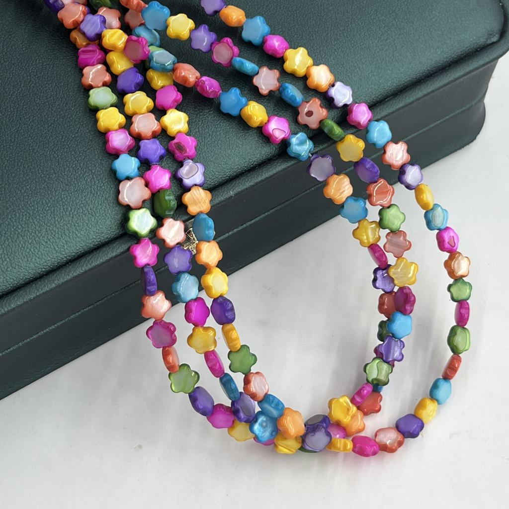 6x6mm Multicolor Star Natural Shell Beads Rainbow Iridescent Loose Beads for DIY Ramadan Jewelry Making & Bracelet Necklace Crafts 38cm
