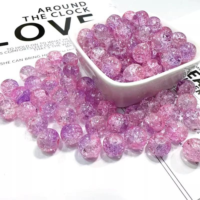 10mm Crackle Glass Round Beads, Loose Spacer Beads DIY Accessories for Bracelet Making 50pcs