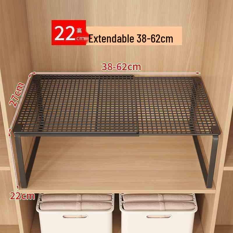 Expandable Wardrobe and Kitchen Organizer: Layered Shelves, Closet Dividers, Shoe Rack, and Gadget Storage