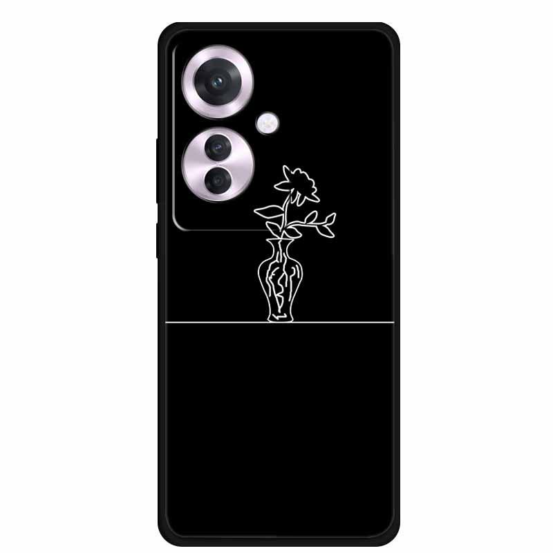 Reno 11F F25 Pro 5G Schwarze TPU Weiche Handyhülle, Einfaches Linien-Design