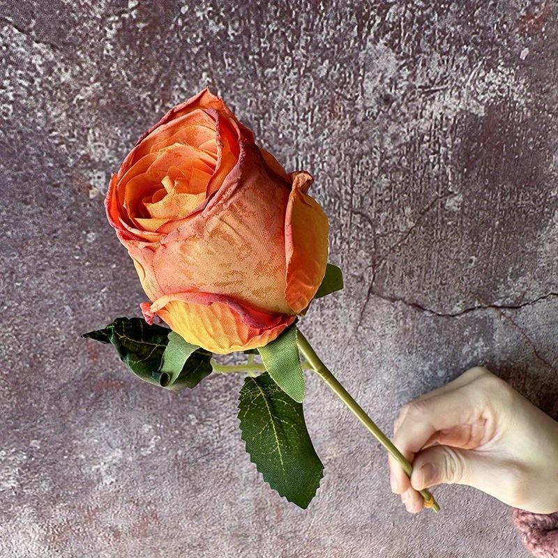 6pcs Dry Burned Roses, Artificial Rose Bouquet,Faux Floral Arrangement for Wedding Party Living Room Vase Table Centerpiece Arrangement Garden Decor