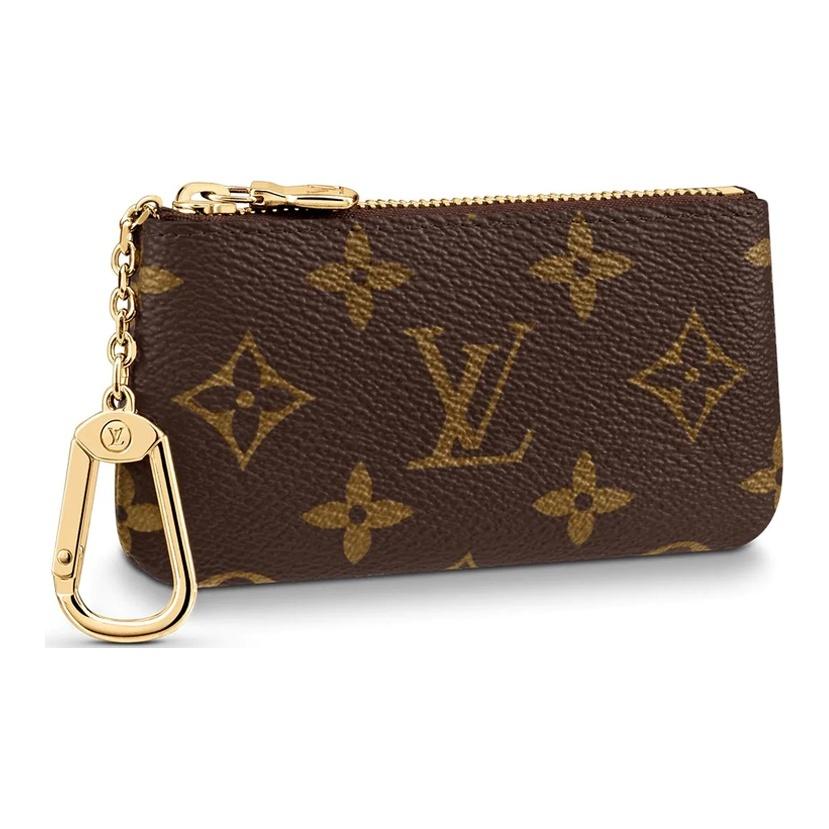 Louis Vuitton Corrente clássica com monograma  compacta e portátil  Lona revestida com monograma  porta-chaves e moedas  estilo feminino  marrom