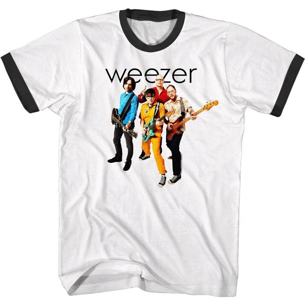 Weezer Rock Band Men s Ringer T Shirt White Album Official Merch Concert Tour L