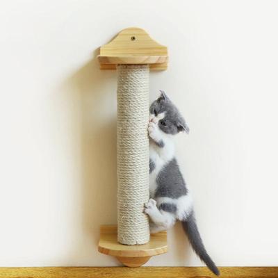  Griffoir et arbre à chat en bois massif avec tapis en chanvre - Jouets et fournitures pour chat