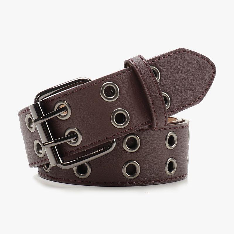 Unisex Punk Style Double Eyelet Waist Belt – Adjustable Versatile Accessory for Jeans & Dresses