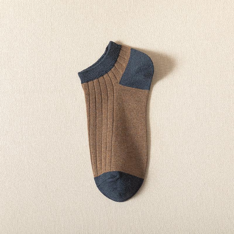 Herren Farbkombination Baumwoll-Knöchelsocken - Schweißabsorbierend, Geruchshemmend, Doppelte Naht, Dünn für Frühling/Sommer.