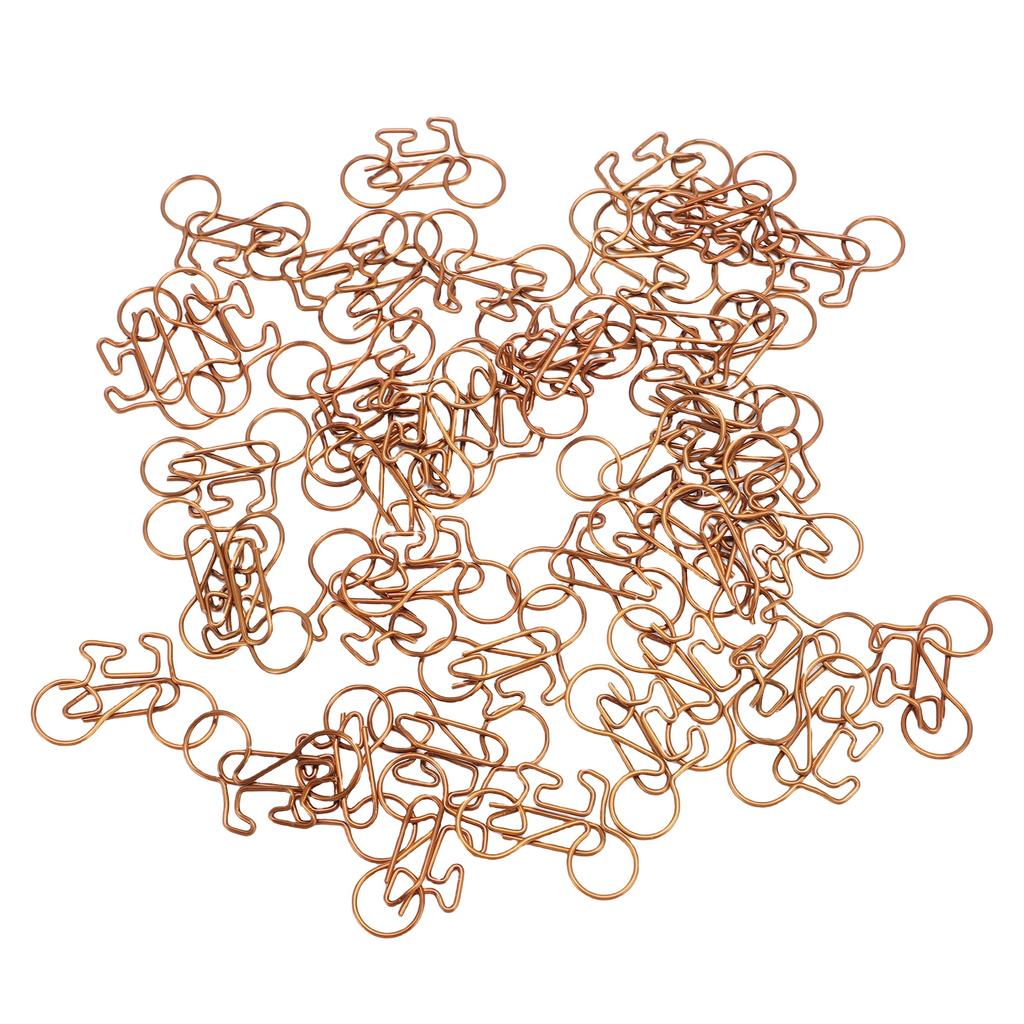 100PCS Bike Shaped Paper Clips Cute and Interesting Bronze Metal Clips for Documents Scrapbooks Tran