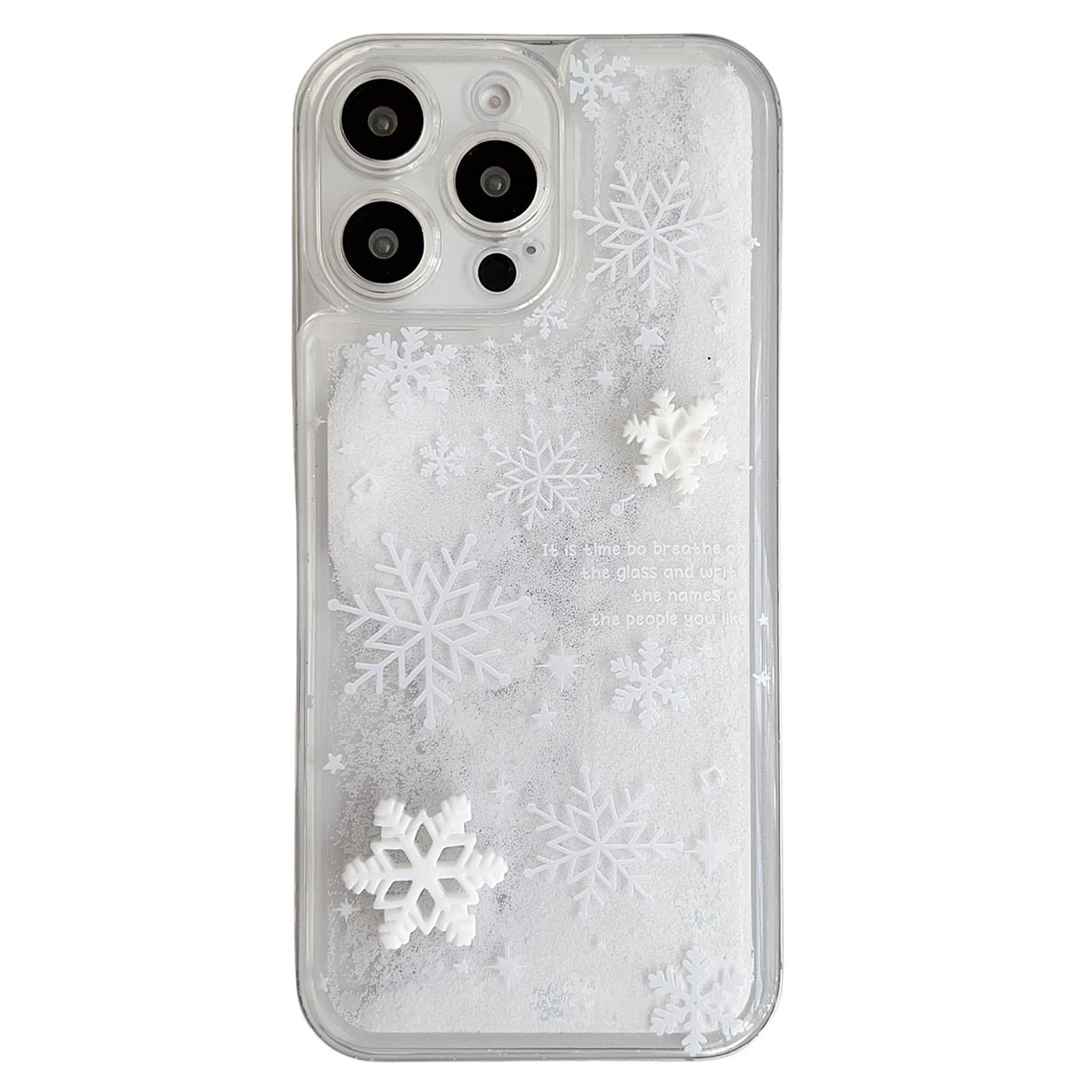 

For iPhone 15 Pro Case Snowflake Style Liquid Quicksand TPU Protective Cover Precise Lens Hole