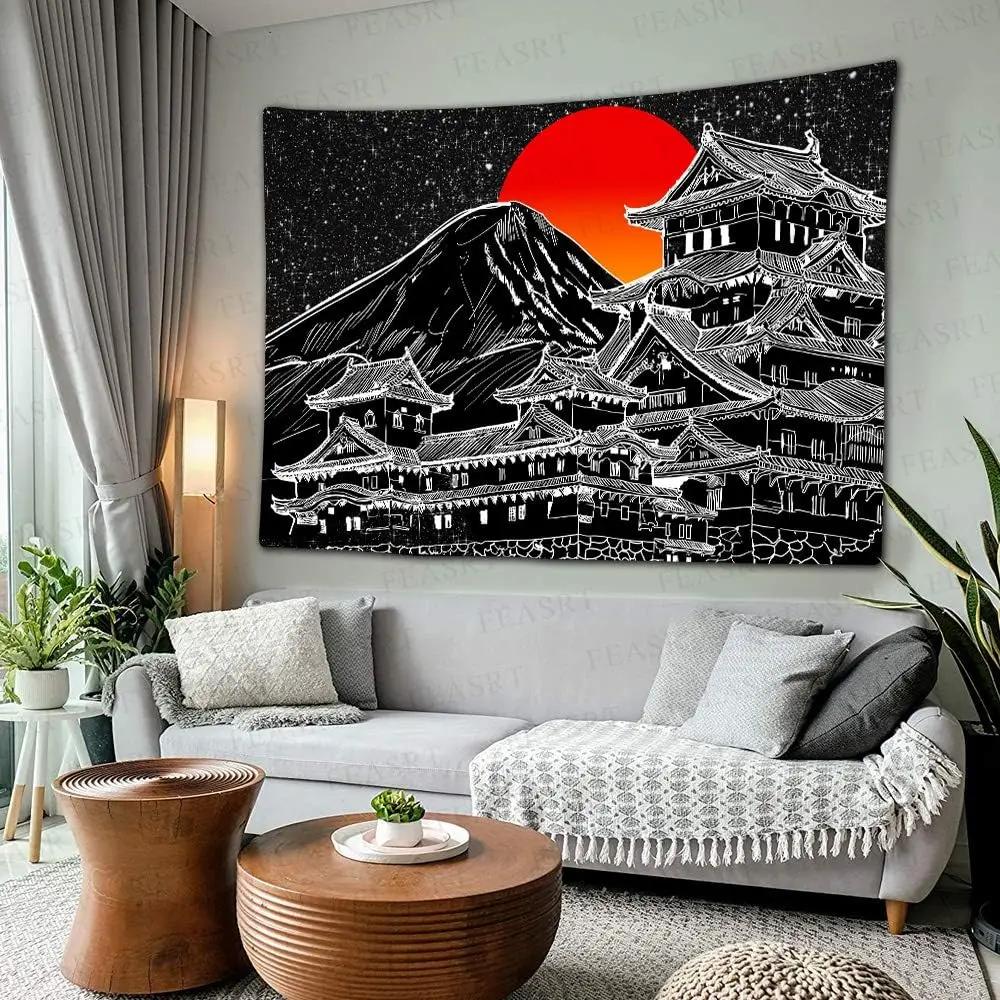 Tapestry Japanese Legend Wall Hanging Blanket Fuji Mountain Art Chinese style Print Tapestry 60x40inch Tokyo Natural