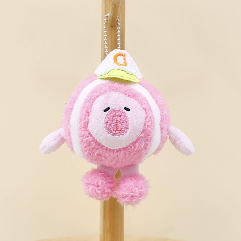Adorable Pink Baseball Capybara Plush Toy Cute Stuffed Animal Keychain Bag Charm